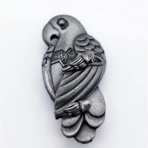 Torino Parrot Brooch/Earrings/Necklace Set Pewter Vintage 1980's